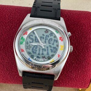 Vintage Rare FOSSIL Surfer Girl Big Tic Watch